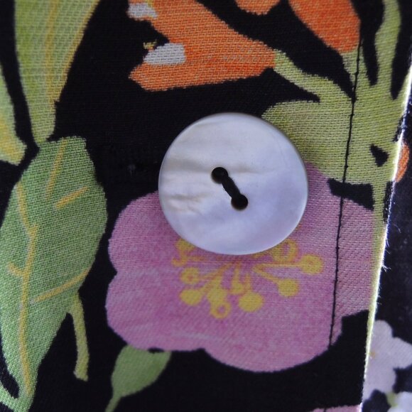 Sigrid Olsen Black & Orange Linen Blend Floral Jacket 8 - Picture 5 of 9